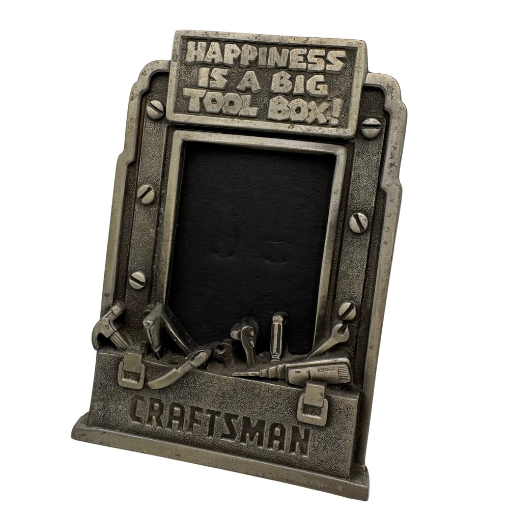 Craftsman Picture Frame Happiness Is A Big Tool Box Decor Pewter Tone USA Made